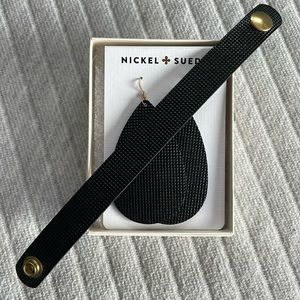 Nickel & Suede Afterglow Medium Teardrop and Small Cuff